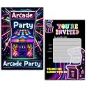 Arcade Games Birthday Party Invitation, Neon Arcade Party, 30 Cards With 30 Envelopes