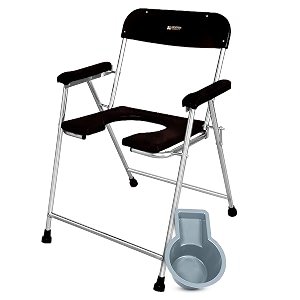 frido foldable anti-slip shower commode chair with stainless steel frame sturdy  120kg capacity suitable for people with limited mobility  21 inches