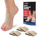 Arch Supports for Plantar Fasciitis Relief - Compression Sleeve &amp; Foot Brace For Heel Pain, Bone Spurs, Flat Feet, High Arches - Copper Infused Arch Support Bands for Women &amp; Men Over Socks - One Size - Beige - 3-PACK