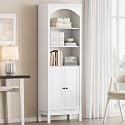 Arched Bookshelf,3 Tier Tall Bookcase with Adjustable Shelves and Cabinet