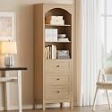 Arched Bookshelf,3 Tier Tall Bookcase with Adjustable Shelves and Drawers