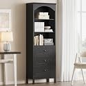 Arched Bookshelf,3 Tier Tall Bookcase with Adjustable Shelves and Drawers