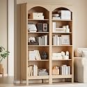 Arched Bookshelf Set of 2, 5 Tier Tall Bookcase with Adjustable Shelves