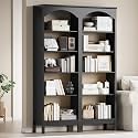 Arched Bookshelf Set of 2, 5 Tier Tall Bookcase with Adjustable Shelves