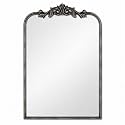 Arched Wall Mirror, 24x34 in Baroque Black Frame with Raised Center Camber