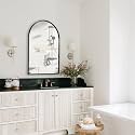 Black Arched Mirror 24x36in, Metal Framed Bathroom Vanity Wall