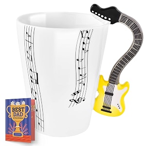 archies music symbol printed mug with fancy violin shaped handle coffee mug white ceramic mug- 11x11 -1pc gift for him b61