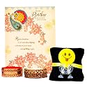 ARCHIES Rakhi for Brother Rakshabandhan Combo of 1 Quirky Smiley Kids Rakhi with 1 Roli & Chawal Set-10gm & Greeting Card (Pack of 3) for Bhaiya|Bro|Bhai