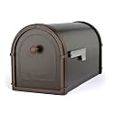 Architectural Mailboxes Bellevue™ Heavy Duty Decorative Steel Metal Post Mounted Mail Box for Outside, Rubbed Bronze, Large Curbside Mailbox with Magnetic Latch