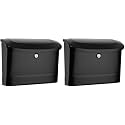 Architectural Mailboxes Princeton™ Locking, Wall-Mounted Mailbox for Outside, Metal Galvanized Steel Medium Mail Box with Lock and Key Drop Box, Black (Pack of 2)