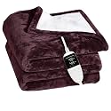 ARCOVA HOME Doubl;e Electric Blanket Throw with 6 Heating Levels and 2-10 Hours Time Settings, Flannel to Sherpa Super Cozy Heated Blanket Machine Washable with 5 Year Warranty 60x60 inch (Coffee)| TC - 300