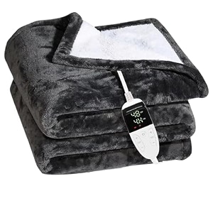 arcova home double electric blanket throw with 6 heating levels and 2-10 hours time settings flannel to sherpa super cozy heated blanket with 5 year warranty 60x60 inch grey