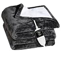 ARCOVA HOME Double Electric Blanket Throw with 6 Heating Levels and 2-10 Hours Time Settings, Flannel to Sherpa Super Cozy Heated Blanket with 5 Year Warranty 60x60 inch (Grey)