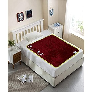 arcova home polyester single bed heating electric blanketbed warmer 30x60 inches maroon red tc - 300