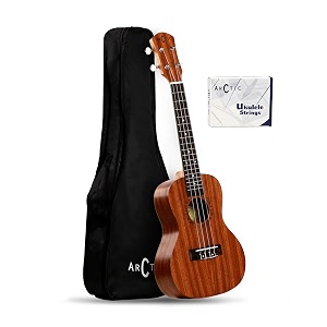 arctic 2134 soprano ukulele kit aquila strings strings made in italy concert size mahogany body rosewood fingerboard matte finish with bag natural color