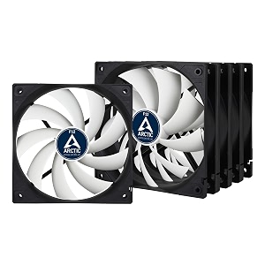 arctic f12 5 pack - 120 mm standard case fan low noise quiet motor computer fan speed 1350 rpm - black white