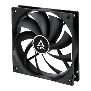arctic f12 silent 120mm ultra-quiet cpu case cooling fan with 3-pin connector fluid dynamic bearing and upto 800rpm speed - black