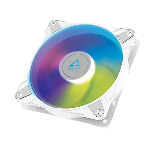 arctic p12 pwm pst a-rgb - case fan 120 mm pwm case fan optimized for static pressure semi-passive 0-2000 rpm 5v 3 pin argb led single fan - white