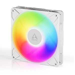 arctic p14 pro a-rgb white - powerful premium fan 140 mm pwm fan with y-cable splitte 400-2500 rpm 0 rpm lt5 pwm 5v digital rgb fluid dynamic bearing - white