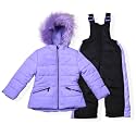 Arctic Quest Girls' Bib Snow Pants and Ski Jacket Water-resistant Snowsuit for Kids Winter Jacket for Girls Hooded