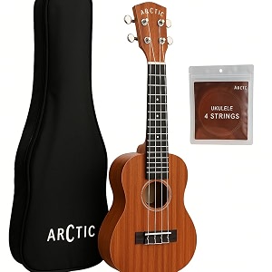 arctic soprano ukulele 21 inch for beginners  mahogany wooden ukulele with nylon strings tuning pegs amp fingerboard 21 inch