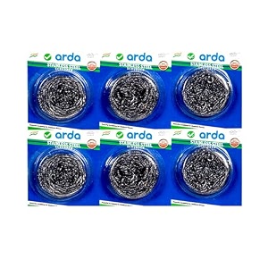 arda steel scrubber combo set consists of stainless steel wool wire scrubbers hard on dried stains but soft on the handspack of 6