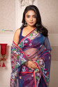 ARDHANGINI DESIGNS Printed Handloom Muslin Saree Multicolor
