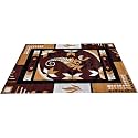 Area Rug 6x8 Feet - Brown Color Floral Living Room Carpet | Anti-Slip Medium Large Bedroom Floor Rug