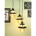 Areezo Antique Brass Metal Doom Shape Hanging Pendant Cluster Triple Light Lamp Scones (Bulb Not Included, Antique Brown)