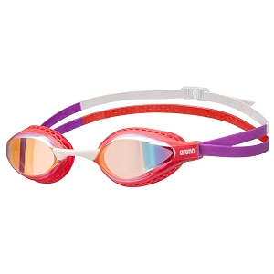 arena unisex adult air-speed anti-fog racing swim goggles for men and women fogless mirror lens unique air seals technology lap swimming pool goggles yellow copperbright coralplum