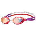 ARENA Unisex Adult Air-Speed Anti-Fog Racing Swim Goggles for Men and Women Fogless Mirror Lens Unique Air Seals Technology Lap Swimming Pool Goggles, Yellow Copper/Bright Coral/Plum