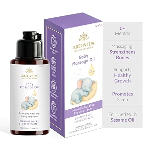 areoveda organic cold-pressed baby massage oil for babies amp toddlers 50ml  with almond badam amp sesame oils  non-sticky amp quick-absorbing  massage strengthens bones aids sleep