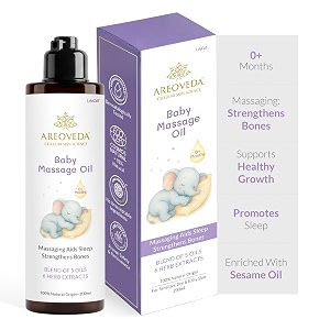 areoveda 100 organic cold-pressed baby massage oil for babies amp toddlers 200ml  with almond badam amp sesame oils  non-sticky amp quick-absorbing  massage strengthens bones aids sleep