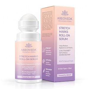 areoveda stretch marks roll-on serum with gotukola 3 pentavitin amp 25 striovertm  boosts collagen synthesis amp skin elasticity  fades stretch marks in 28 days  pregnancy-safe  50 ml