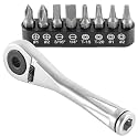 ARES 70040-1/4-Inch Drive Close Quarter Micro Bit Ratchet | Mini Screwdriver with High Torque 72-Tooth Gearhead - 5 Degree Sweep - Spring Loaded Detent Ball Bit Holder