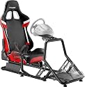 ARES WING Racing Simulator Cockpit, Sim Racing Wheel Stand with Seat, Red