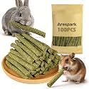 Arespark Timothy Hay Sticks for Rabbits Chew Treats, Natural Teeth Grinding Stick Chew Toys for Bunnies Guinea Pigs Chinchillas Hamsters Rat and Other Small Animals