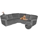 Arfntevss Sectional Recliner Couch Covers Velvet Corner Sectional Sofa Cover for Reclining Couch Stretch Soft L Shape Recliner Slipcover Thick U Shaped Washable Protector (5 Seat Cover, Light Gray)
