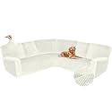 Arfntevss Sectional Recliner Couch Covers Velvet Corner Sectional Sofa Cover for Reclining Couch Stretch Soft L Shape Recliner Slipcover Thick U Shaped Washable Protector (5 Seat Cover, Cream)