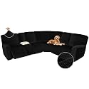 Arfntevss Sectional Recliner Couch Covers Velvet Washable Corner Sectional Sofa Cover for Reclining Couch Stretch Soft Thick L Shape Recliner Slipcover Set (5 Seat with 1 Console Cover, Ink Black)