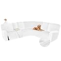Arfntevss Sectional Recliner Couch Covers Velvet Washable Corner Sectional Sofa Cover for Reclining Stretch Soft Thick L Shape Recliner Slipcover Set (5 Seat with 1 Console Cover, Plain White)