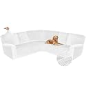 Arfntevss Sectional Recliner Couch Covers Velvet Corner Sectional Sofa Cover for Reclining Couch Stretch Soft L Shape Recliner Slipcover Thick U Shaped Washable Protector (5 Seat Cover, White)