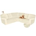 Arfntevss Sectional Recliner Couch Covers Velvet Corner Sectional Sofa Cover for Reclining Couch Stretch Soft L Shape Recliner Slipcover Thick U Shaped Washable Protector (5 Seat Cover, Beige)