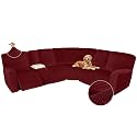 Arfntevss Sectional Recliner Couch Covers Velvet Washable Corner Sectional Sofa Cover for Reclining Stretch Soft Thick L Shape Recliner Slipcover Set (5 Seat with 1 Console Cover, Wine Red)
