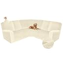 Arfntevss Sectional Recliner Couch Covers Velvet Corner Sectional Sofa Cover for Reclining Couch Stretch Soft L Shape Recliner Slipcover U Shaped Washable Protector (SM 5 Seat Cover, Beige)