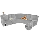 Arfntevss Sectional Recliner Couch Covers Velvet Washable Corner Sectional Sofa Cover for Reclining Couch Stretch Soft Thick L Shape Recliner Slipcover Set (5 Seat with 1 Console Cover, Dove Gray)