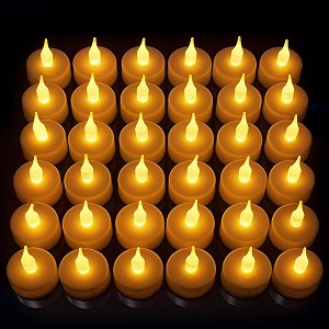 argus flameless led tealights smokeless plastic decorative candles yellow light pack of 24