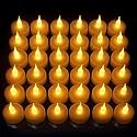 Argus Flameless LED Tealights, Smokeless Plastic Decorative Candles (Yellow Light, Pack of 24)