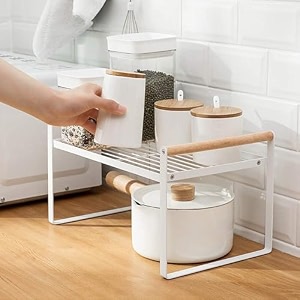 arhat organizers beechwood countertop organizer  multipurpose kitchen organizer spice rack  kitchen counter top organizer  wooden rack for kitchen storage pantry under sink amp more medium white