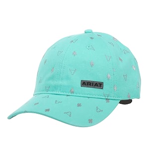 ariat ladies cactus bull skull cap turquoise